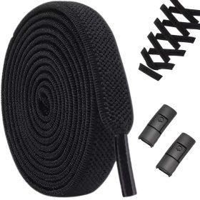   Kötés nélküli rugalmas cipőfűző, kapoccsal, 1 pár, 100 cm, fekete
