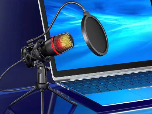 USB Stúdió Mikrofon Szett RGB Háttérvilágítással – Játékhoz és Streameléshez