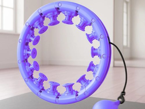Állítható méretű, súlyozott hulahopp karika, fitness karika, lila 