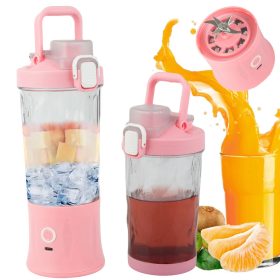   Hordozható USB-s, vezeték nélküli smoothie-keverő, jégaprító, rózsaszín