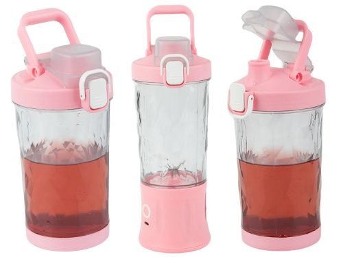 Hordozható USB-s, vezeték nélküli smoothie-keverő, jégaprító, rózsaszín