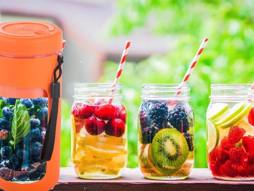 Vezeték nélküli, Hordozható USB smoothie keverő, jégaprító, turmixgép karpánttal, narancssárga
