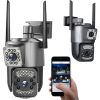 Két lencsés kültéri kamera, forgatható Wi-Fi, mozgásérzékelő, IP66, riasztó funkció - fekete