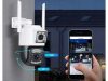Két lencsés, kültéri 4G ethernet, forgatható, mozgásérzékelős biztonsági kamera, IP66