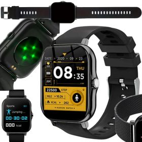   Y13 Bluetooth Hívásos Okosóra Férfiaknak és Nőknek – Aktivításmérő, Vérnyomás és Pulzusmérő Sportóra, Fekete Szilikon Szíjjal