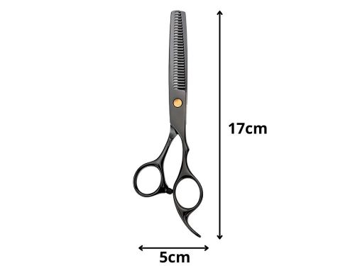 Professzionális fodrászolló ritkító olló, 17 cm, fekete