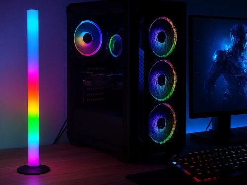 Led rgb modern dekoratív álló/asztali oszloplámpa, 40 cm, távirányítóval