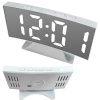 Elektronikus, digitális, ívelt LED ébresztőóra, hőmérővel, tükörreflexes kijelzővel