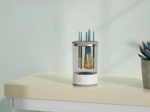 Elektromos sminkecset tisztító és szárító gép – USB, fehér