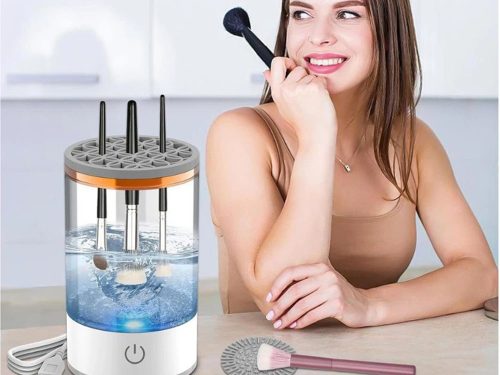 Elektromos sminkecset tisztító és szárító gép – USB, fehér