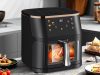 Nagy méretű zsírmentes fritőz, air fryer sütéshez 1400W, 10 l