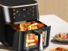 Nagy méretű zsírmentes fritőz, air fryer sütéshez 1400W, 10 l