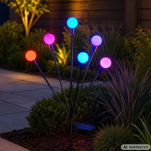 Kültéri RGB Napelemes Kerti Lámpa Szett – Színváltós 2 db, 70 cm