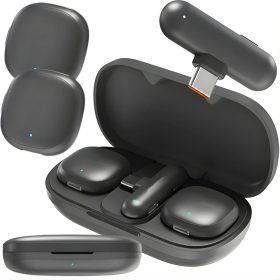  Vezeték nélküli mikrofon készlet, nyakkendő mikrofon töltőtokkal, usb c, 2 db
