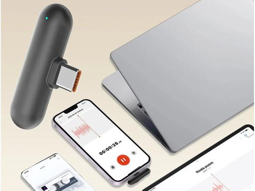Vezeték nélküli mikrofon készlet, nyakkendő mikrofon töltőtokkal, usb c, 2 db