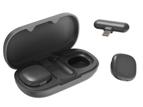 Vezeték nélküli mikrofon készlet, nyakkendő mikrofon töltőtokkal, usb c, 2 db