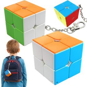   Klasszikus Rubik kocka logikai játék 2x2, kulcstartó karikával