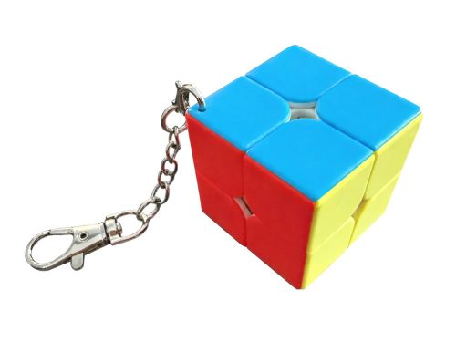 Klasszikus Rubik kocka logikai játék 2x2, kulcstartó karikával