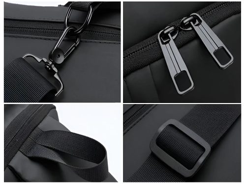 Egyvállas városi hátizsák kódzárral és USB-porttal, 8 l, fekete