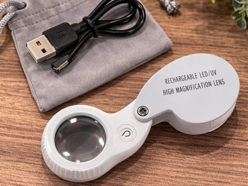 60x-os összecsukható LED-UV ékszerész nagyító, kis betűk olvasásához