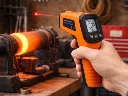 Érintésmentes lézeres infravörös hőmérő -50 és +550 °C, narancs-fekete