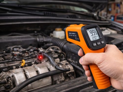 Érintésmentes lézeres infravörös hőmérő -50 és +550 °C, narancs-fekete