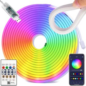   Flexibilis RGB Neon LED Szalag 5 m, Applikációval és Távirányító Vezérléssel, Zeneszinkron, Vízálló