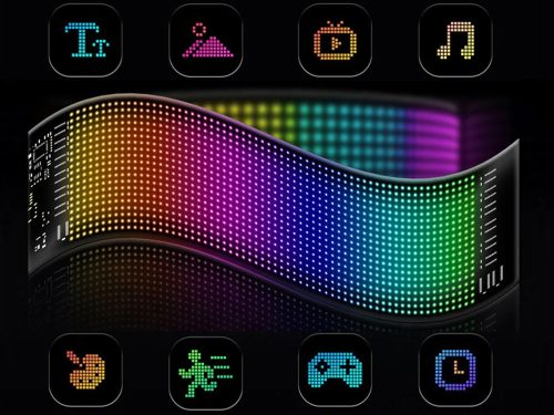 Rugalmas LED Mátrix Panel – Gesztusjelző és Görgető Szöveg Kijelző Szélvédőre, kirakatba, 5V, USB
