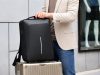 Merevített laptop hátizsák kódzárral és USB-porttal, 15 l, fekete