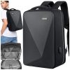 Merevített üzleti laptop hátizsák USB-porttal és kódzárral, 42×30×14 cm, fekete