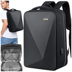   Merevített üzleti laptop hátizsák USB-porttal és kódzárral, 42×30×14 cm, fekete