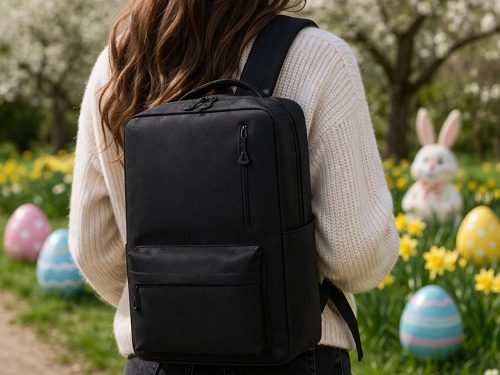 Városi laptop hátizsák USB-porttal, 18–20 l, 45×30×16 cm, fekete