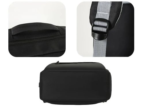 Városi laptop hátizsák USB-porttal, 18–20 l, 45×30×16 cm, fekete