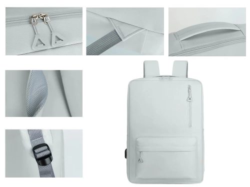 Városi laptop hátizsák USB-porttal, 18–20 l, 45×30×16 cm, szürke