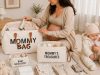 Mommy Bag pelenkázótáska szett, 3 az 1-ben, hőszigetelt rekeszekkel, bézs