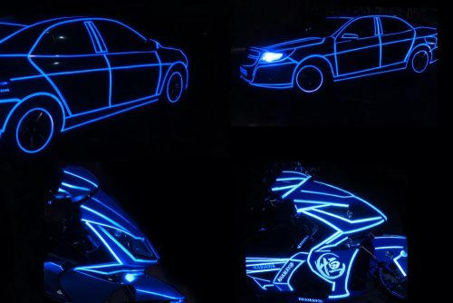 Öntapadó fényvisszaverő szalag kerékpárra, motorra és autóra – 8 m, kék