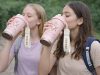 Rozsdamentes termosz pohár 530 ml szívószállal, csúklópánttal, rózsaszín