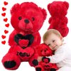 Plüssmedve „i love you” szívvel – ajándék, ölelhető kisállat, piros