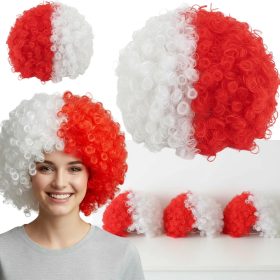   Afro-fodros szurkolóparóka, fehér-piros fejfedő, lengyelország, meccs