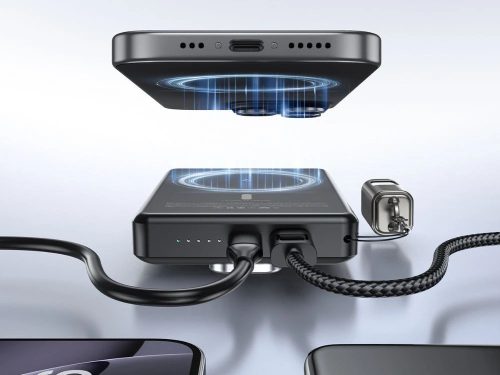 Mágneses Powerbank gyorstöltő, 5000 mah, usb-c, lightning, 20W