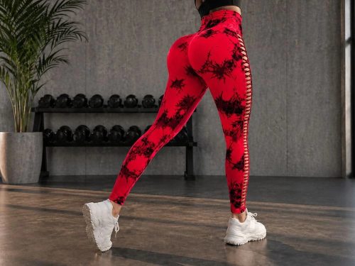 Női push-up marmor mintás leggings piros S/M