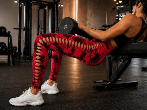 Női push-up marmor mintás leggings piros S/M