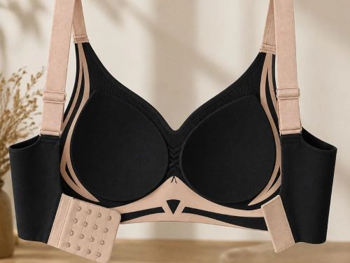 Női push-up sportmelltartó varratmentes betéttel fekete M