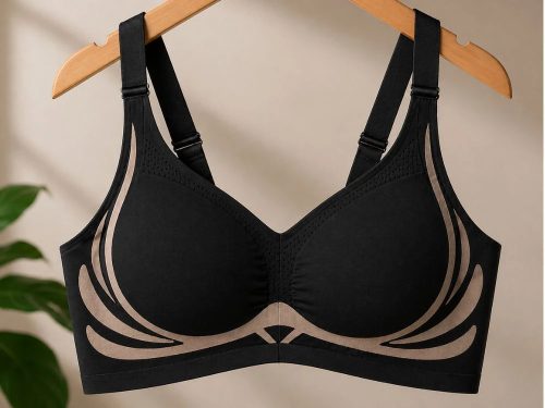 Női push-up sportmelltartó varratmentes betéttel fekete M