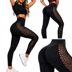 Női push-up alakformáló magas derekú leggings fekete S/M