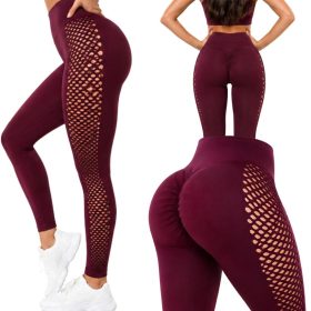 Női push-up alakformáló hosszú leggings bordó L/XL