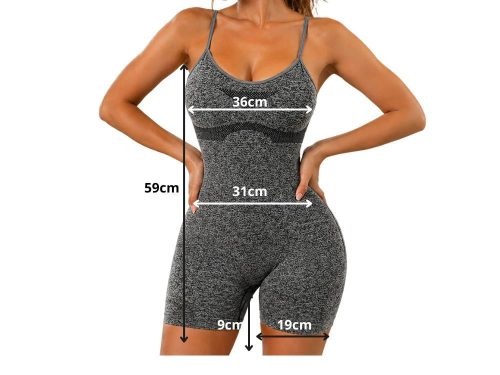 Női rövid sportoverall push-up betéttel szürke S/M