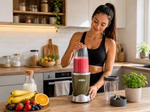 Turmixgép smoothie-hoz és Koktélokhoz 3 keverőpohárral – KEVER, APRÍT, JÉGET TÖR, 600W