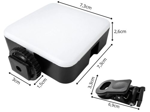 Rgb mini led-lámpa fotózáshoz és videózáshoz, 150°-os szög, 1/4''-es menetes rögzítés, klipszes, 3000k – 6500k, 5,5W