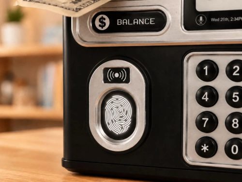 Elektronikus ATM malacpersely gyerekeknek, jelszóval védett, bankkártyával, bankjegyekkel